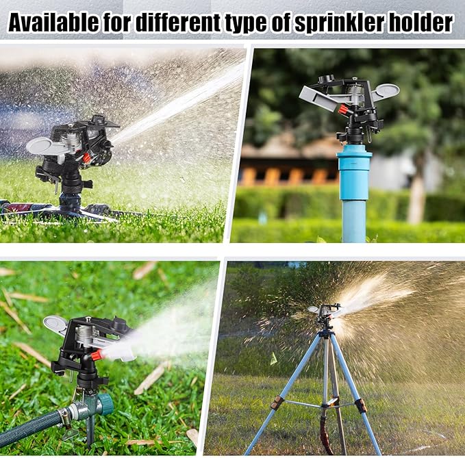 Honoson 1/2 Inch Plastic Impact Sprinklers Heads Adjustable 0-360 Degree Pulsating Oscillating Watering Sprinkler Head for Garden Law Grass Yard Irrigation Supplies(4 Pcs,Grey)