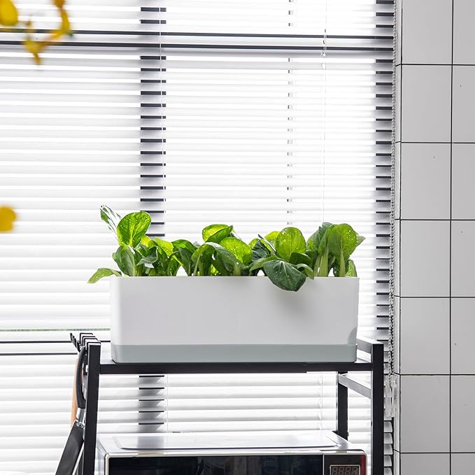 LaLaGreen Planters for Indoor Plants (7 Pack) Assorted Color Window Boxes, Rectangular Self-Watering System Long Windowsill Plant Pots with Drainage Herb Garden Flower Box Modern Stylish Outdoor