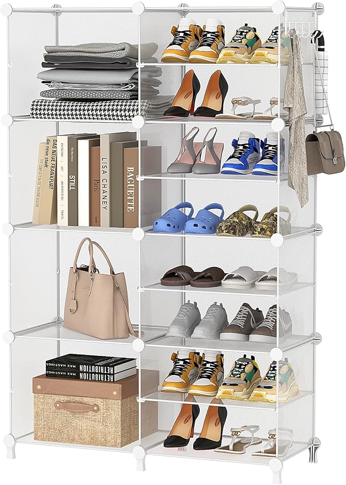 AWTATOS Closet Organizer 8 Cube Storage Shelves, Transparent Twill