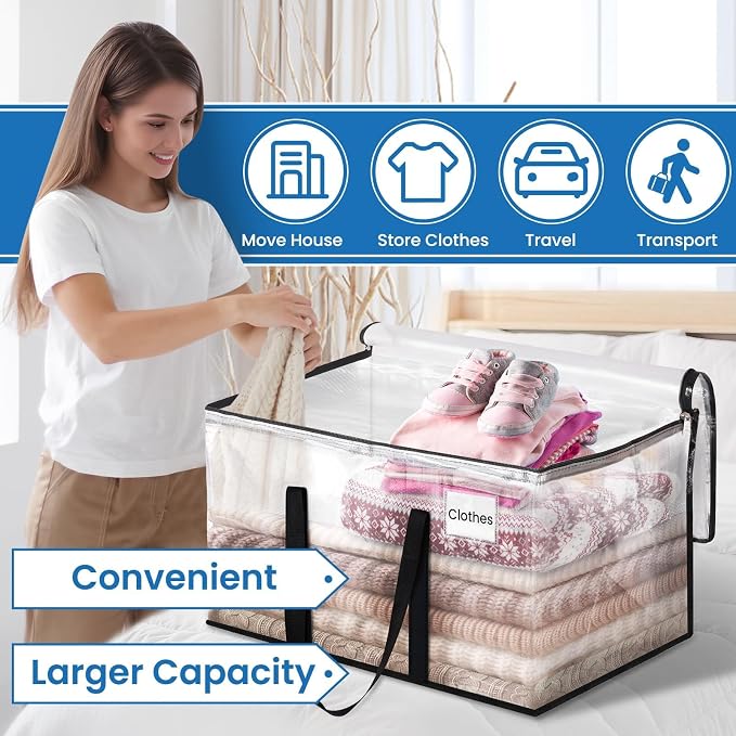 RoomHacks Moving Bags, Heavy Duty Large Storage Bags, 125L, 6 Pack, Clear