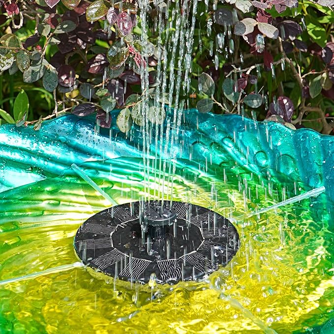 AMZtime 1.4W Solar Fountain with 4 Fixed Rods, 2026 Solar Fountain Pump with Upgraded Solar Panels, Solar Powered Floating Water Fountain Pump for Bird Bath, Garden, Ponds, Fish Tank and Outdoor