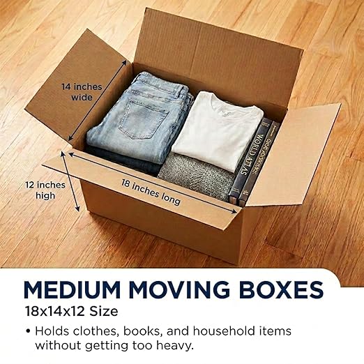 BOX USA Moving Boxes Holds 65lbs, 18"L x 14"W x 12"H (20-Pack) Medium - Corrugated Cardboard Box for Shipping, Mailing, Packing, Packaging and Storage