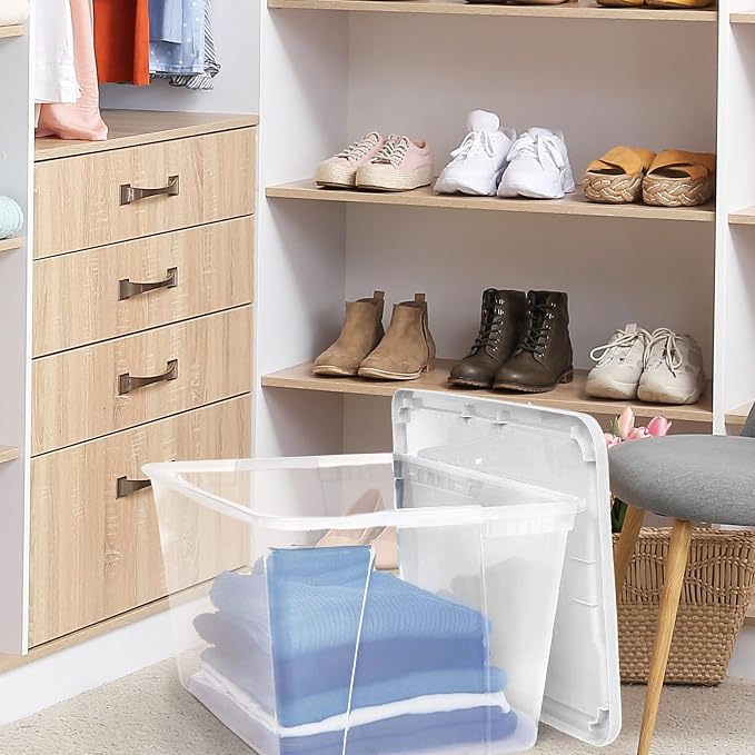 HOMZ Snaplock, Large Clear Plastic Storage Organizer Bins w/Lids, 2 Pack