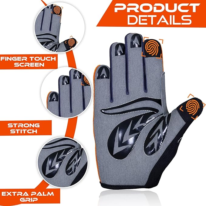 WFX Cycling Gloves Toddler Mountain Bike Handlebar Grips Gel Padding Full Finger Baseball Glove Workout Football Gloves Youth Boys 6-12 Kids Gardening Gloves MTB Gloves