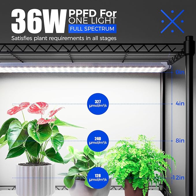 Barrina CX3Z Indoor Greenhouse with Grow Light 4-Tier 108W 35.4x13.8x70.9IN | 3PCS 3FT 5000K Plant Growing Lamps, Adjustable Metal Plant Stand, Zippered EVA Cover, Wheels, Timer, for Seed Starting