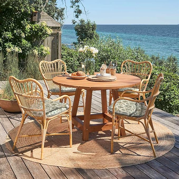 Outdoor 16"x17" Chair Pads Set of 4, Water Resistant Patio Chair Cushions with Ties, Seat Cushions for Home Garden Furniture Decoration, Floral Symphony‌