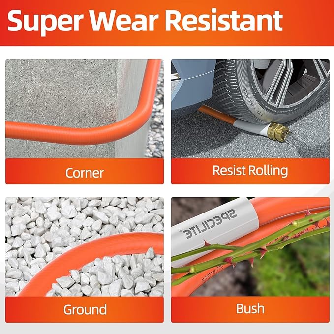 SPECILITE Garden Hose 75 ft x 3/4 in Heavy Duty, Flexible and Kink Resistant, All Weather Water Hose with 3/4" Solid Brass Fittings - for Backyard, Lawn, Car Washing & Outdoor Cleaning