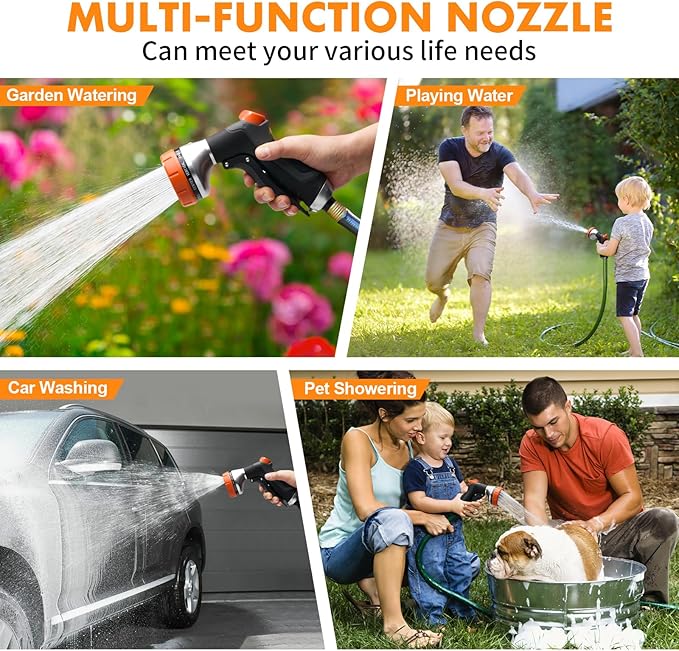Garden Hose Nozzle,Hose Spray Nozzle with Water Volume Control Valve,High Pressure Water Hose Nozzle Sprayer with Adjustable 10 Patterns for Plants & Lawns Watering,Car Washing and Pet Showering