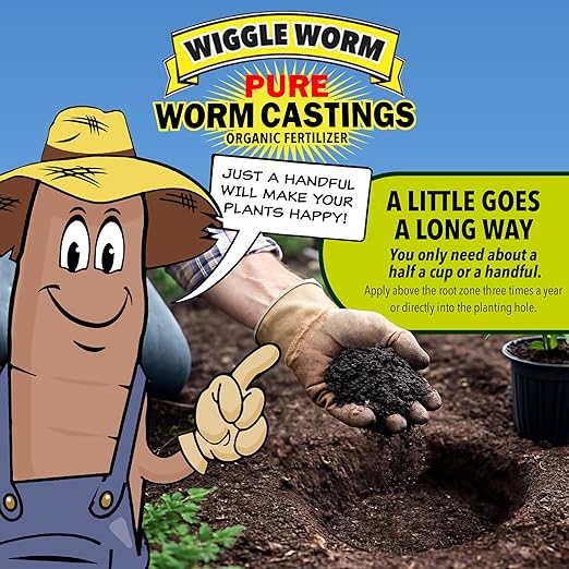 Wiggle Worm 100% Pure Organic Mineral-Dense Worm Castings Fertilizer in Resealable Zipper Pouch, 4.5lbs - Improves Soil Fertility and Aeration for Growing Better Houseplants, Vegetables, and More