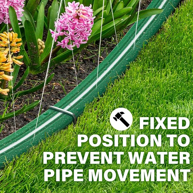 Jin&Bao Sprinkler Hose with Holes 100FT(50FTx2pack), Heavy Duty Garden Watering Hose, High-Efficiency Lawn Sprinkler System with Staples