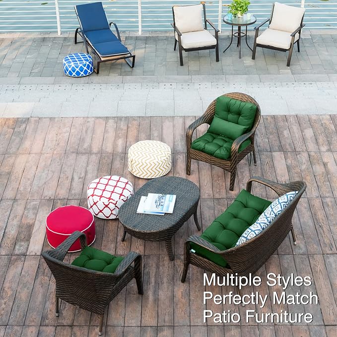QILLOWAY Outdoor Chair Cushion for Patio Furniture, Waterproof Patio Cushions with Ties, Fade Resistant Replacement Pads for Outdoor Rocking Chairs,Mallard, Forest Green