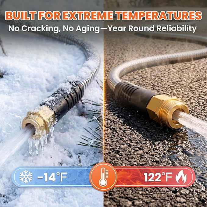 Cesun 25 ft Metal Garden Hose, Stainless Steel Heavy Duty Water Hose With 10 Function Nozzle, No Kink & Flexible, Lightweight and Durable, Rust Proof for Yard, RV, Pet Bath, Outdoor, 25 foot x 5/8"
