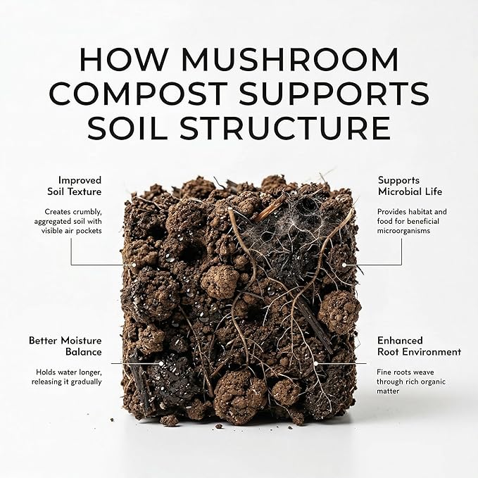 Mushroom Soil Compost Pail, Organic Nutrient-Rich Garden Soil for Vegetables, Flowers, Raised Beds, Lawn & Planting Mix (6 lb)