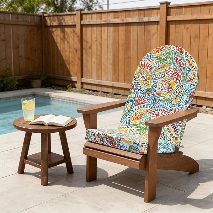 Outdoor Foam Adirondack Cushion, Water Repellent Foam Cushion for Adirondack Chairs Patio Furniture, 44 x 19 Inch, Paisley Multi