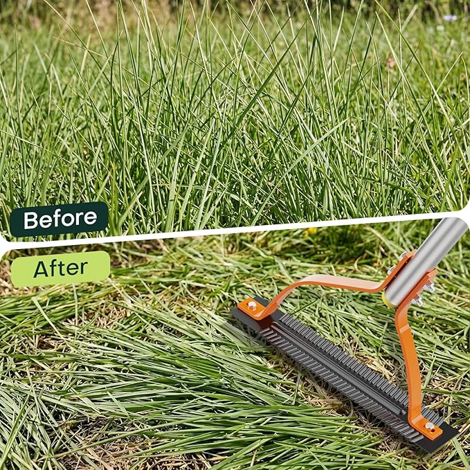 Grass Whip Weed Cutter, Manual Grass Cutter with Serrated Double Blade and 60''Adjustable Long Handle, Manual Weed Wacker for Overgrown Weeds, Garden, Field & Orchard