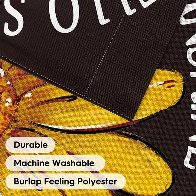 AVOIN colorlife Hello Sunshine Garden Flag 12x18 Inch Double Sided Outside, Summer Spring Floral Yellow Daisy Yard Outdoor Flag Black