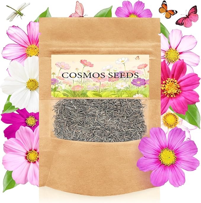 LUOJIBIE Cosmos Seeds, 4,500+ Cosmos Flower Seeds for 2026, Wildflower Seeds for Planting Outdoor Garden, Crazy Blend Mix Color, No Filler, 1.5 Oz Packet, Easy to Grow