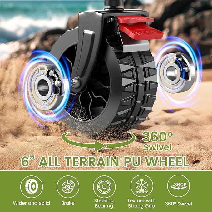 Blomoba Collapsible Wagon Cart, 150L Heavy Duty Foldable Beach Wagon with Wider Wheels & Auto-Rebound Handle, Utility Grocery Shopping Cart for Garden, Shopping, Camping, Sports, Pink