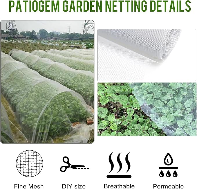 Fine Mesh Garden Netting for Protection, 8'x24' Vegetable Crop Covers Netting for Protect Fruits, Plants, Flowers, Greenhouse Cover Net, Patio Gazebo Screen Barrier