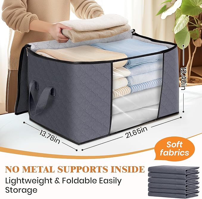 Fab totes 4 Pack Storage Bags for Clothes Blanket Storage Bins with Lids