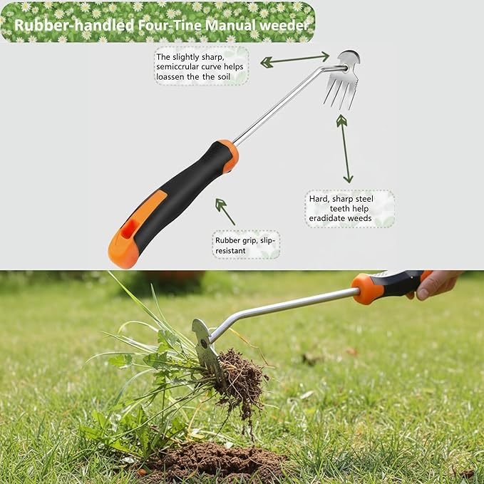 Weed Puller Tool, portable garden tool, Four-Tined Weeding Tool, Uprooting Weeding Tools, Crevice Weeder, Backyard Farming Weeding ，Weeding Equipment for Outdoor Camping ，Weed Removal Tool (style2)