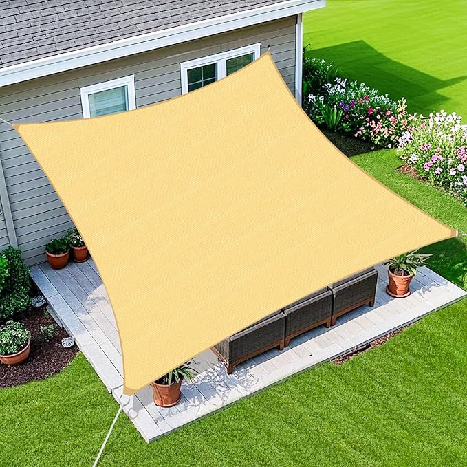 Amagenix Sun Shade Sail 11'X11' Curved Edge Outdoor Shade Canopy Sand Breathable 95% UV Block Shade Cloth for Patio Garden Backyard (We Make Custom Size)
