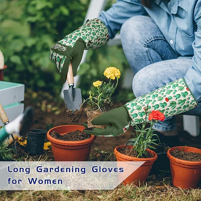 Schwer Gardening Gloves for Women, Rose Pruning Gloves with Reinforced Fingertips & Palm, Touchscreen, Breathable Long Garden Glove for Yard, Gardening Essentials & Supplies, Gifts for Gardener, L