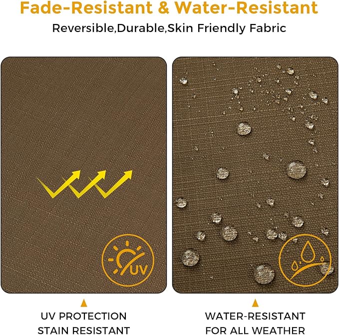 FUNHOME Outdoor Chair Cushions 19 x19 Inch,Water Resistant Tufted Seat Cushions 19",Reversible,Weather Resistant,Rounded Back Wicker Chair Cushion for Patio Garden Furniture(Coffee Brown)