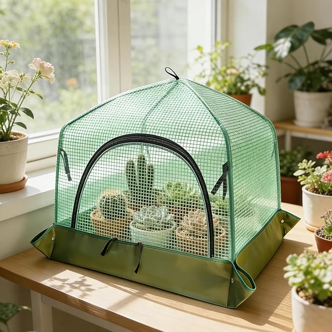 Portable Plant Cover Tent with Waterproof Base for Garden Indoor/Outdoor Tabletop Mini Greenhouse for Seed Starting Humidity Small Plants, Plant Protection from Animal for Raised Bed(L - PE - 1PCS)