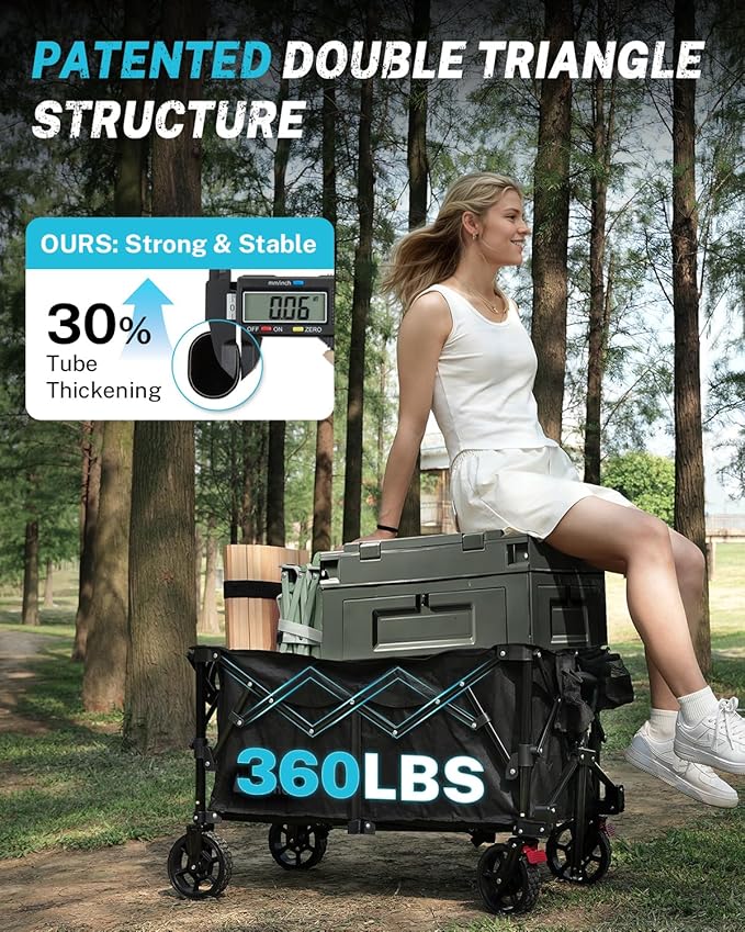 Gonex 220L Collapsible Foldable Wagon Cart with 360lbs Weight Capacity, 38''L Folding Utility Garden Cart with Detachable Wheels for Grocery Sports Shopping Camping - Black
