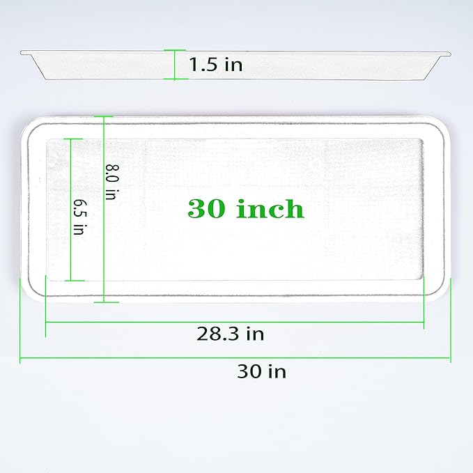 VUWEZ 2 Pack of Plastic Plant Tray Saucer Rectangular 30 inch, Plant Trays Saucers for Indoors Outdoor, Plant Water Drip Tray for Flower Pot Planter, Windowsill Plant Tray (8 X 30'', Clear)