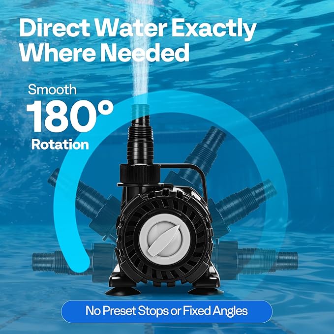 VIVOHOME 120W Adjustable Flow Submersible Water Pump, 800-2100GPH Stepless Flow Control, 16ft Max Lift, 180° Seamless Adjustable Nozzle and Barrier Pump Bag for Pond, Aquarium, Fountain, Waterfall