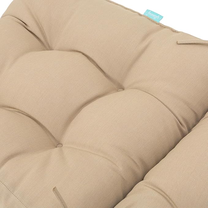 QILLOWAY Outdoor Chair Cushion for Patio Furniture, Waterproof Patio Cushions with Ties, Fade Resistant Replacement Pads for Outdoor Rocking Chairs,Beige,Sand,Camel
