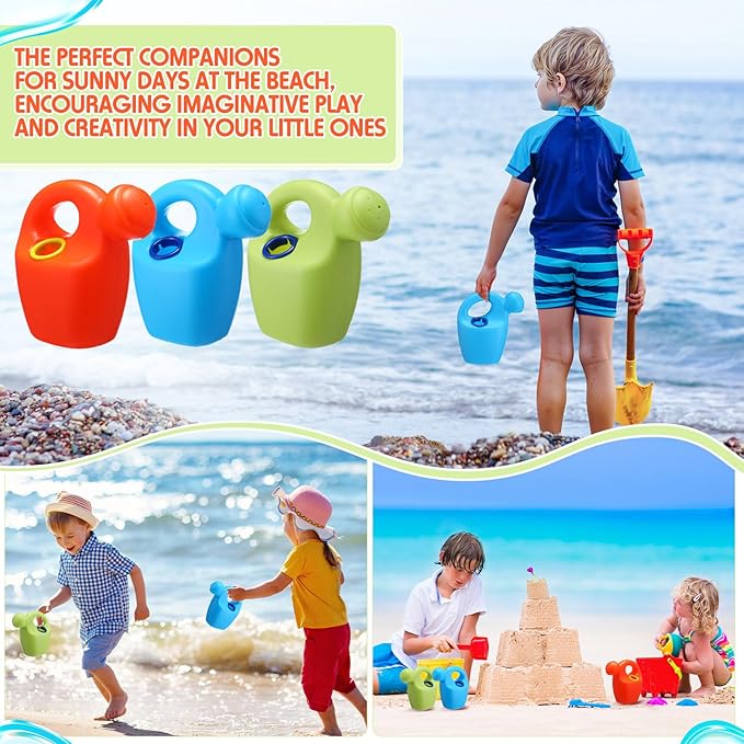 Lunmon 6 Pcs Kids Watering Can Plastic Mini Watering Can Bulk for Child Toddler Flower Garden Sand Beach Toy Garden Tools for Boys Girls End of Year Gifts
