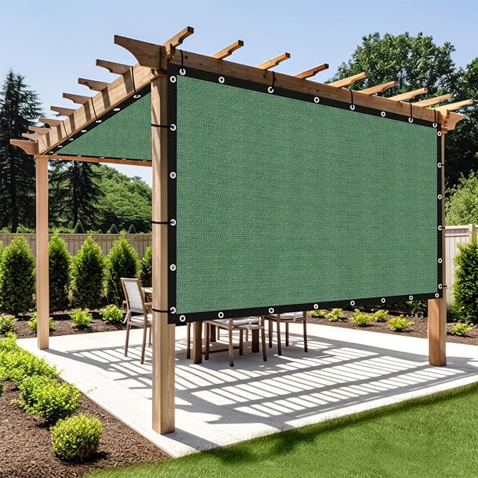 Shade&Beyond Customized Size 90% Sun Shade Cloth with Grommets, 6' X 7' Pergola Shade Cover Canopy, Mesh Tarp Sun Screens for Patio, Outdoor, Garden, Backyard GN01, Green