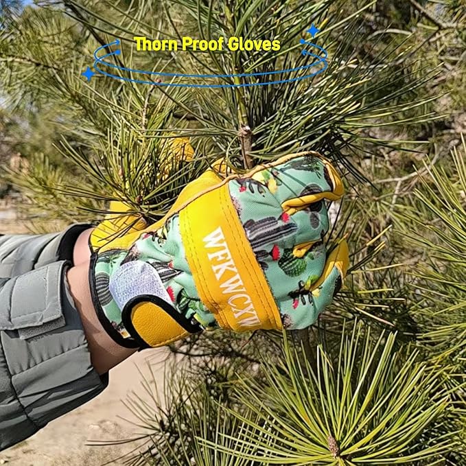 Gardening Gloves for Rose and Cactus Handling,Cow Leather Garden Gloves Thorn Proof,Gardening Gifts for Womens/Mens