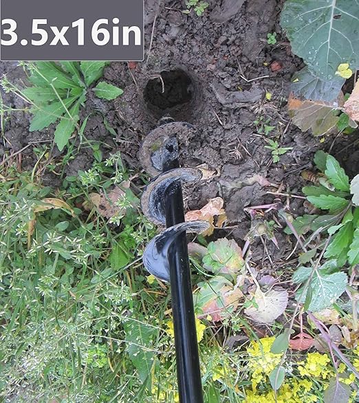 TCBWFY Garden Auger Drill Bit for Planting 1.6"x16.5"and 3.5"x16",Heavy Duty Bulb Planter Tool for Digging Holes,Compatible with 3/8" Hex Drive Drill