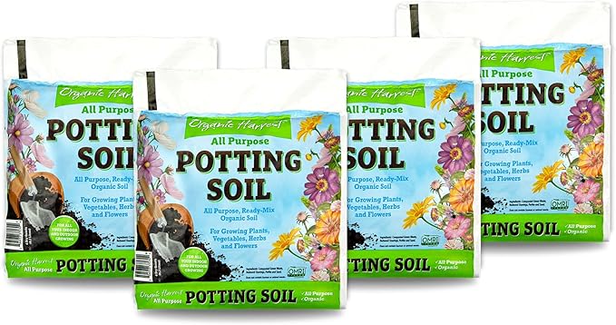 Organic Potting Soil Mix - All Purpose Ready-to-Use Garden Soil for Indoor-Outdoor Plants, Vegetables, Herbs & Flowers - Enriched with Nutrients, Eco-Friendly (16 qt. (4 Pack))