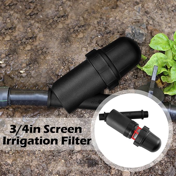 Glooglitter 4 Pcs Drip Irrigation Inline Y Filter with Mesh Screen, 3/4" x 3/4" Male Thread Connections Hydroponics Y Filter for Garden Greenhouse Agricultural Drip Sprinkler Irrigation