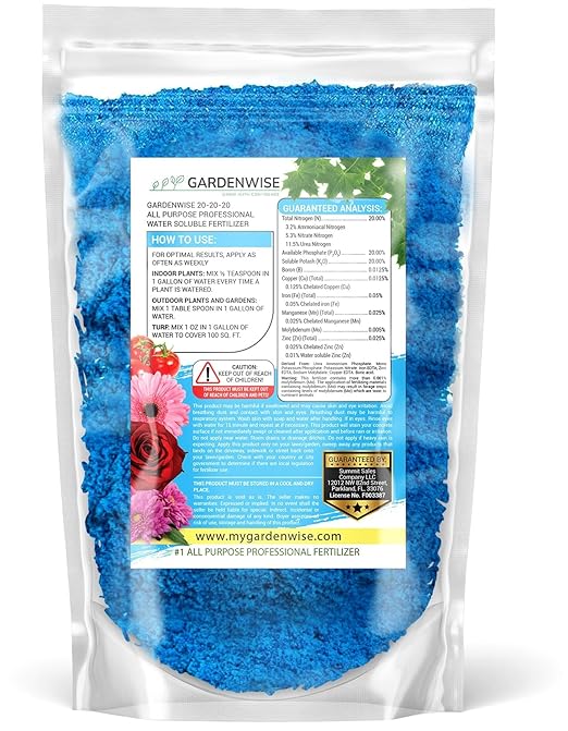 Gardenwise 20-20-20 Water-Soluble Fertilizer – Powder for Liquid Plant Food for Indoor & Outdoor Plants, Orchids, Vegetables, Lawns, Flowers – 20 20 20 Fertilizer 4 Quarts (8 lbs)