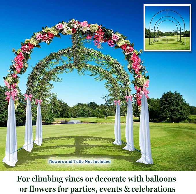 Strong Camel Steel Garden Arch Multi-Size Wedding Garden Bridal Party Decoration Arbor (9.8'x 7' x 7.2')