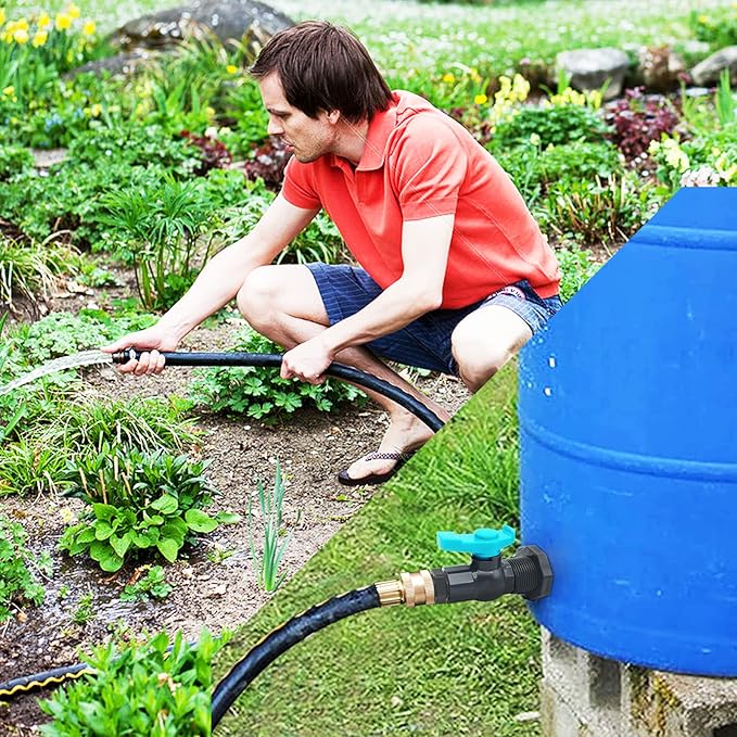 Rain Barrel Spigot Kit with an Hole Saw Include PVC Bulkhead Fitting Ball Valve Thread Seal Tape and Garden Hose Male Threaded Adapter(3/4" Male) for 3/4" Female Threaded Connector(3/4 inch)