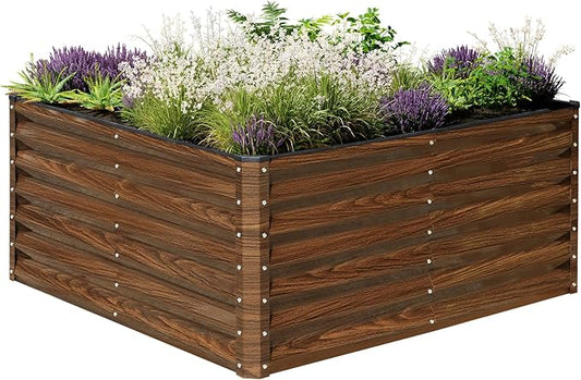 SnugNiture Galvanized Raised Garden Bed 4x4x2FT Outdoor Large Metal Planter Box Steel Kit for Planting Vegetables, Flowers