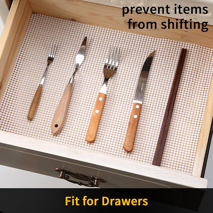 iwtmm Drawer Shelf and Cabinet Liners Non-Adhesive Extra Strong Grip - Keep Items in Place for Kitchen, Bathroom, Office & Wardrobe, Heavy Duty Anti-Slip Liners for Cabinets, Cupboards, Drawers