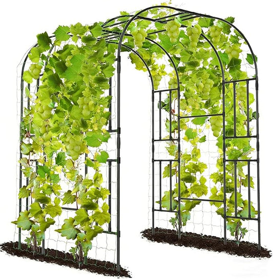 Tall Garden Arch Trellis for Climbing Plants, 87in Tall Metal Plant Support Trellis Archway for Climbing Plant Vegetables Cucumber, Outdoor Yard Lawn Garden Arch Tunnel Trellis