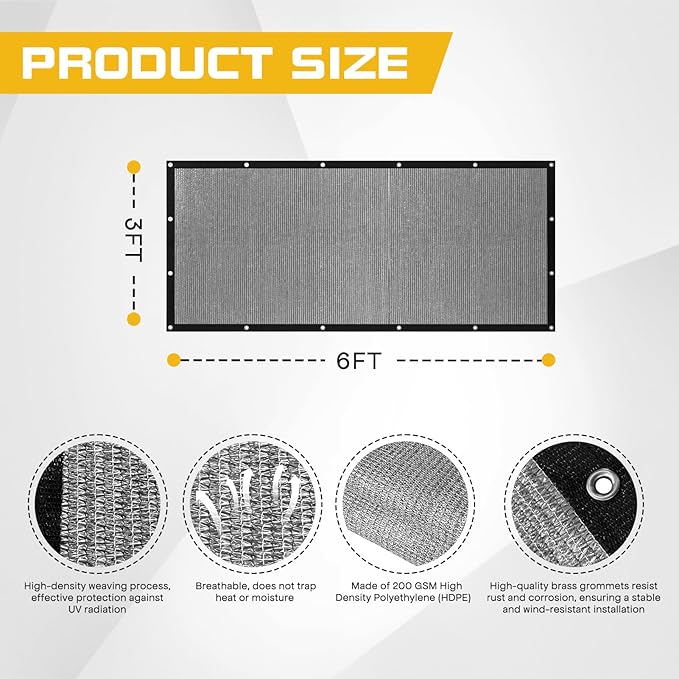 3'x 6' Pergola Shade Cover with Bungee Balls, Light Dray Outdoor Sun Shade Cloth with Grommets UV Block Privacy Screen for Patio, Garden, Backyard