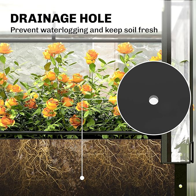 Outsunny Raised Garden Bed with Flip-Up Greenhouse Cover, Metal Elevated Garden Bed with Legs and Drainage Hole, Outdoor Raised Planter Box for Vegetables Herbs Flowers, 39.4" x 18.9" x 52.8", Black