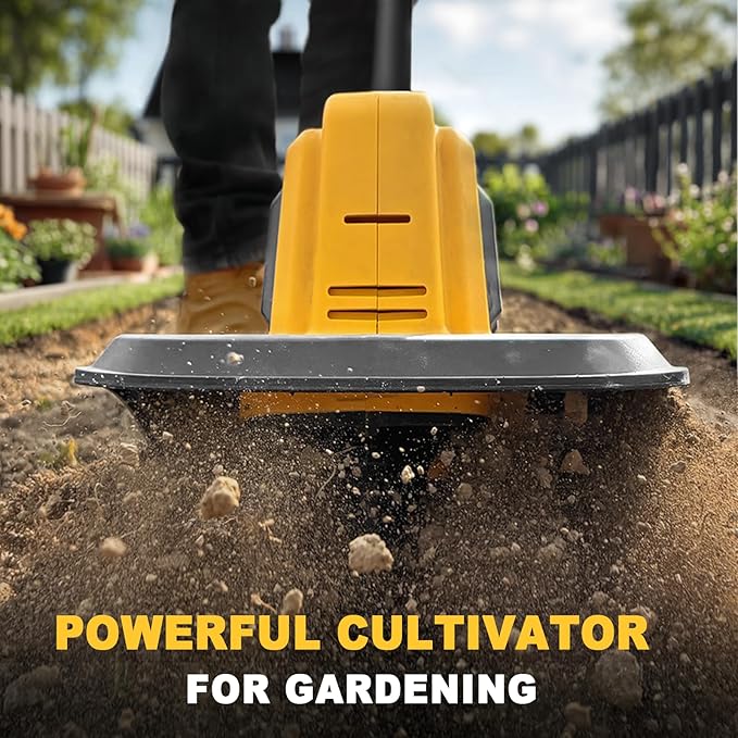 Cordless Tiller Cultivator Compatible with Dewalt 20V Battery(Tool Only), Electric Garden Tiller w/270 RPM, 48 Steel Tines, 8.7" Tilling Width, 6.3" Depth, Portable Rotary Tiller