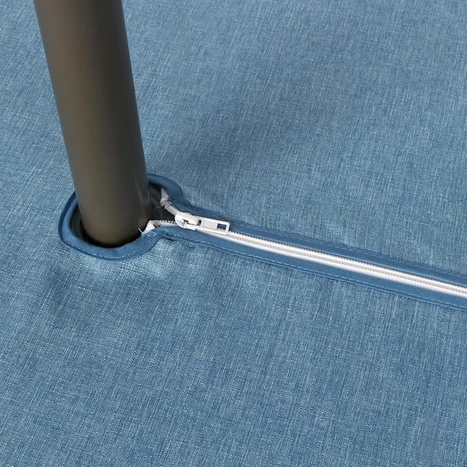 Outdoor Tablecloth Wrinkle-Free Stain Resistant Waterproof Polyester Fabric Table Cover with Zipper Umbrella Hole for Picnic/Party/Dinner/Patio Garden(60×84inch,Zippered,Water Blue)