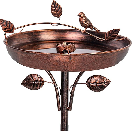 VEWOGARDEN Retro Bird Bath for Outside Garden 12" Birdbath with Metal Stakes, Bird Bath and Feeder for Yard Patio Decor